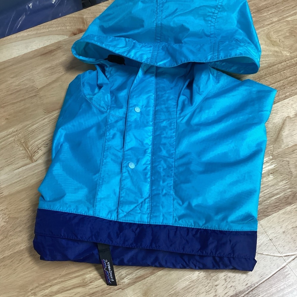 Ladies vintage Patagonia style #83201 hooded pullover‎ shell Teal/Navy medium
